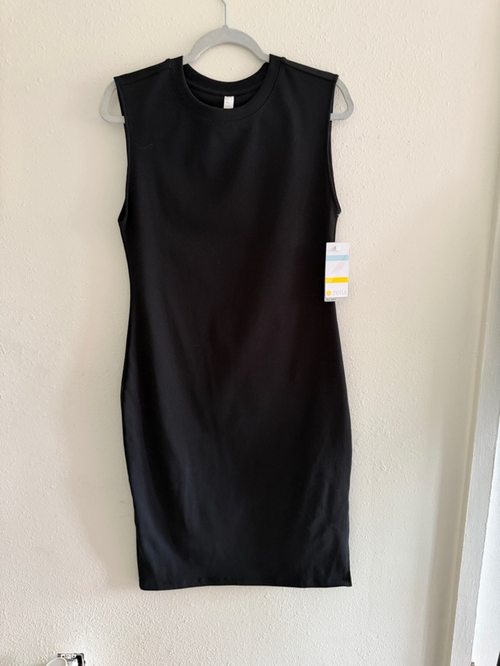 Zella Black Sleeveless Ribbed Mini Dress